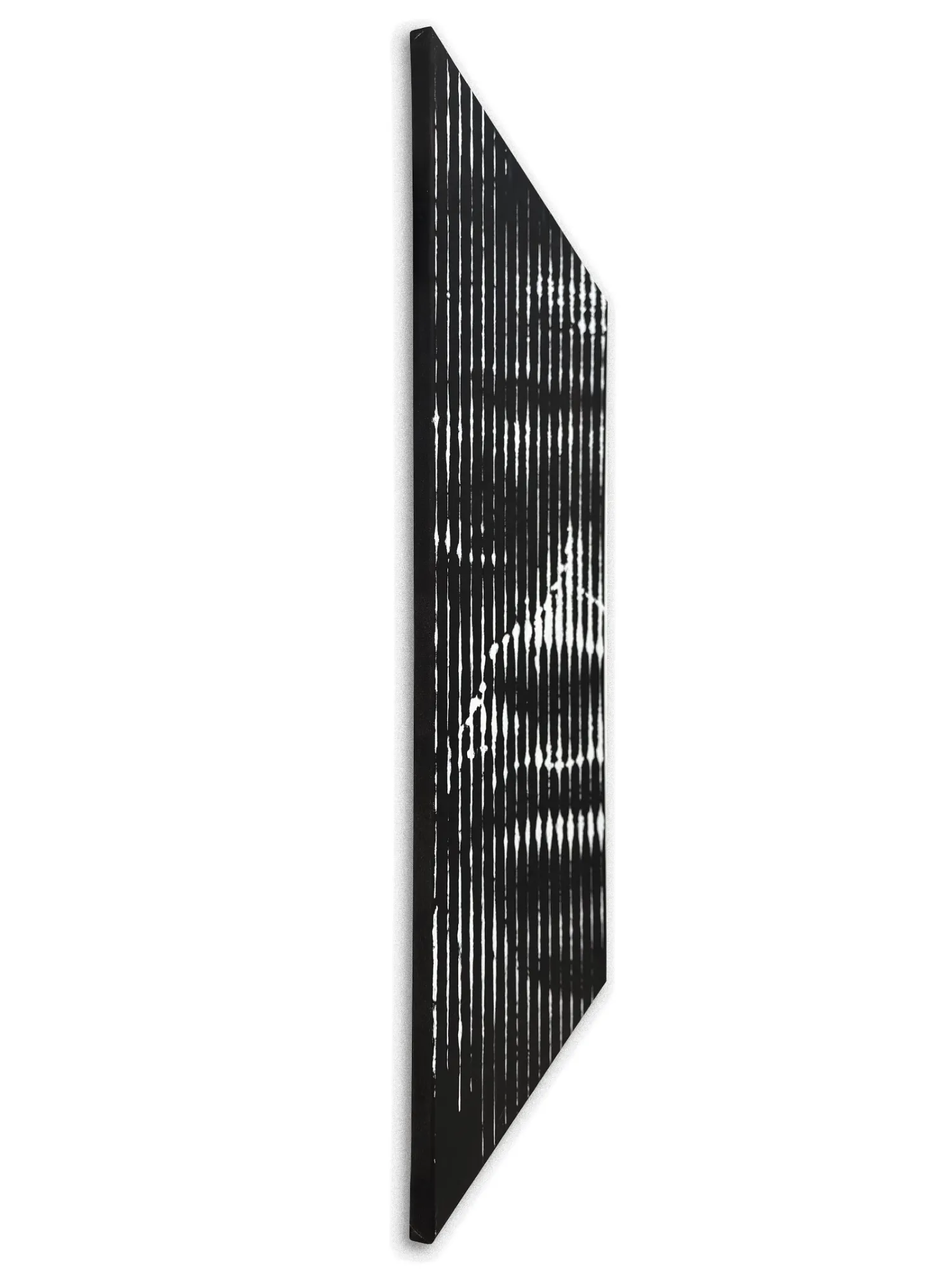 Tribal anamorphic acrylic painting by Odeith revealing an indigenous portrait when viewed from the left side